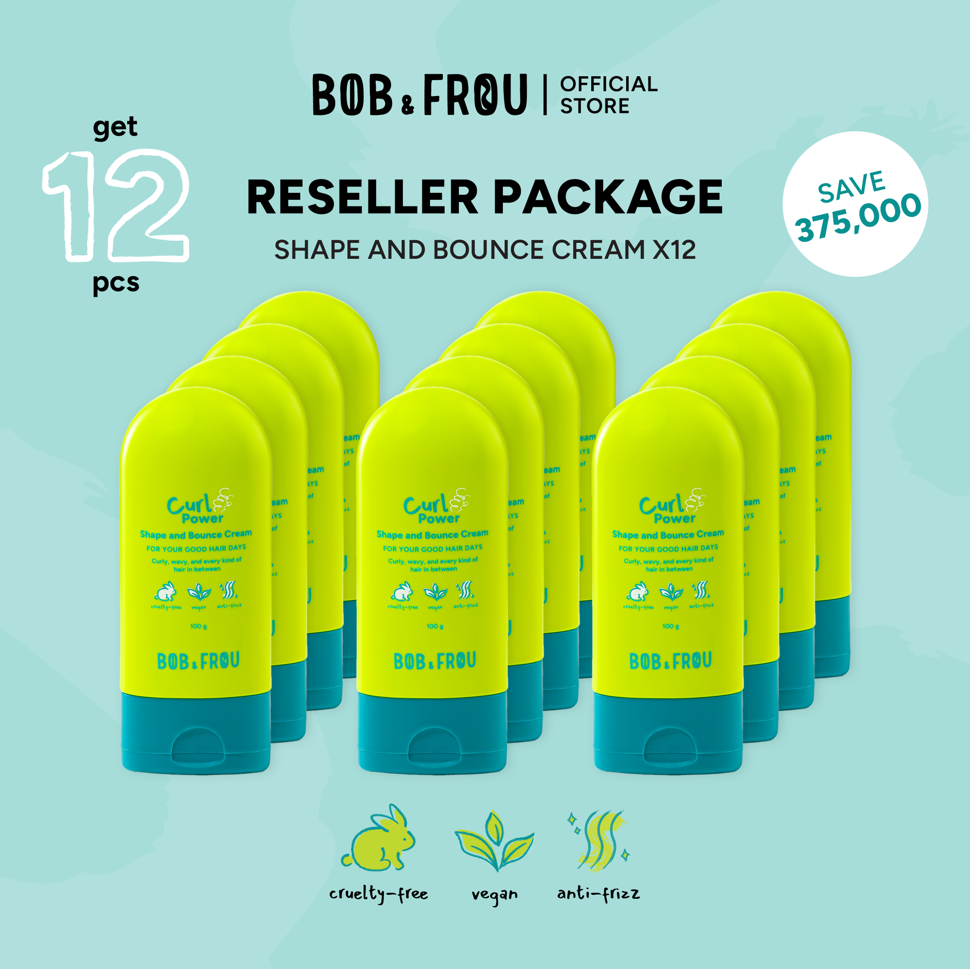 RESELLER PACKAGE - 12 PIECES - CURL POWER SHAPE AND BOUNCE CREAM