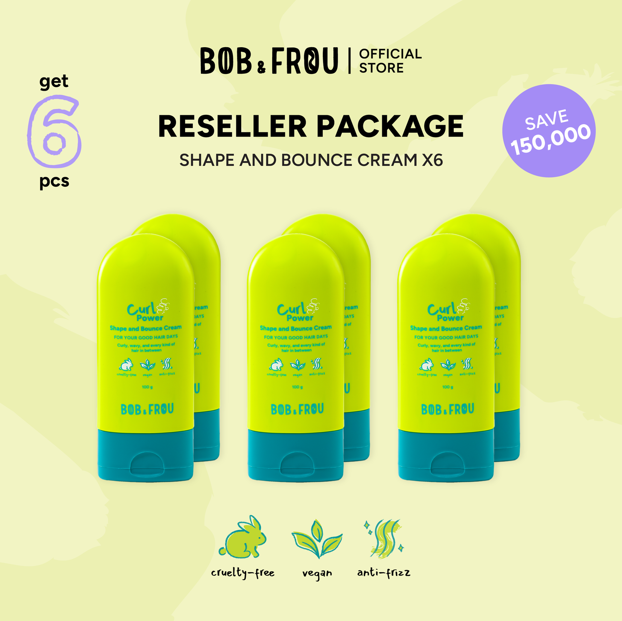 RESELLER PACKAGE - 6 PIECES - CURL POWER SHAPE AND BOUNCE CREAM