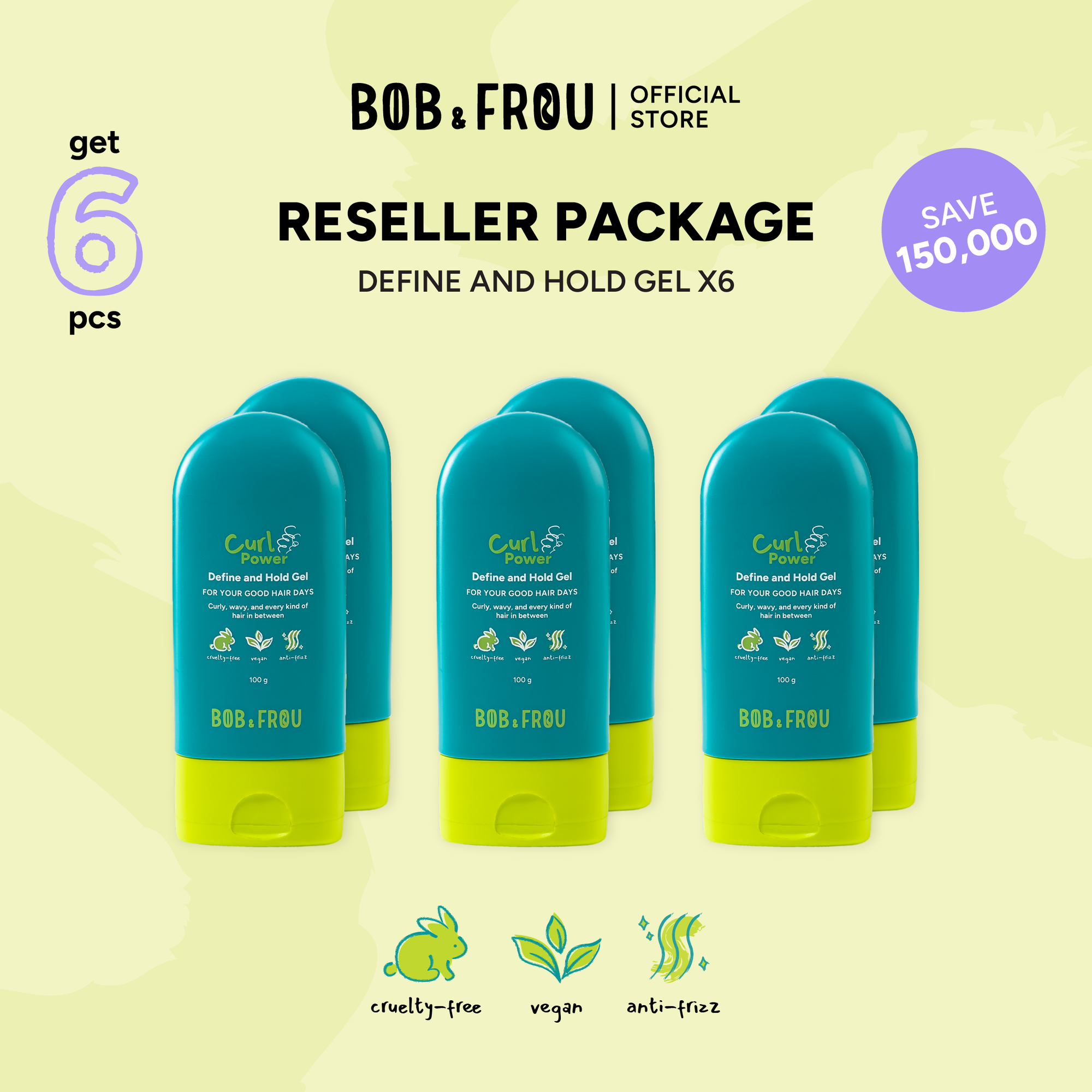 RESELLER PACKAGE - 6 PIECES - CURL POWER DEFINE AND HOLD GEL