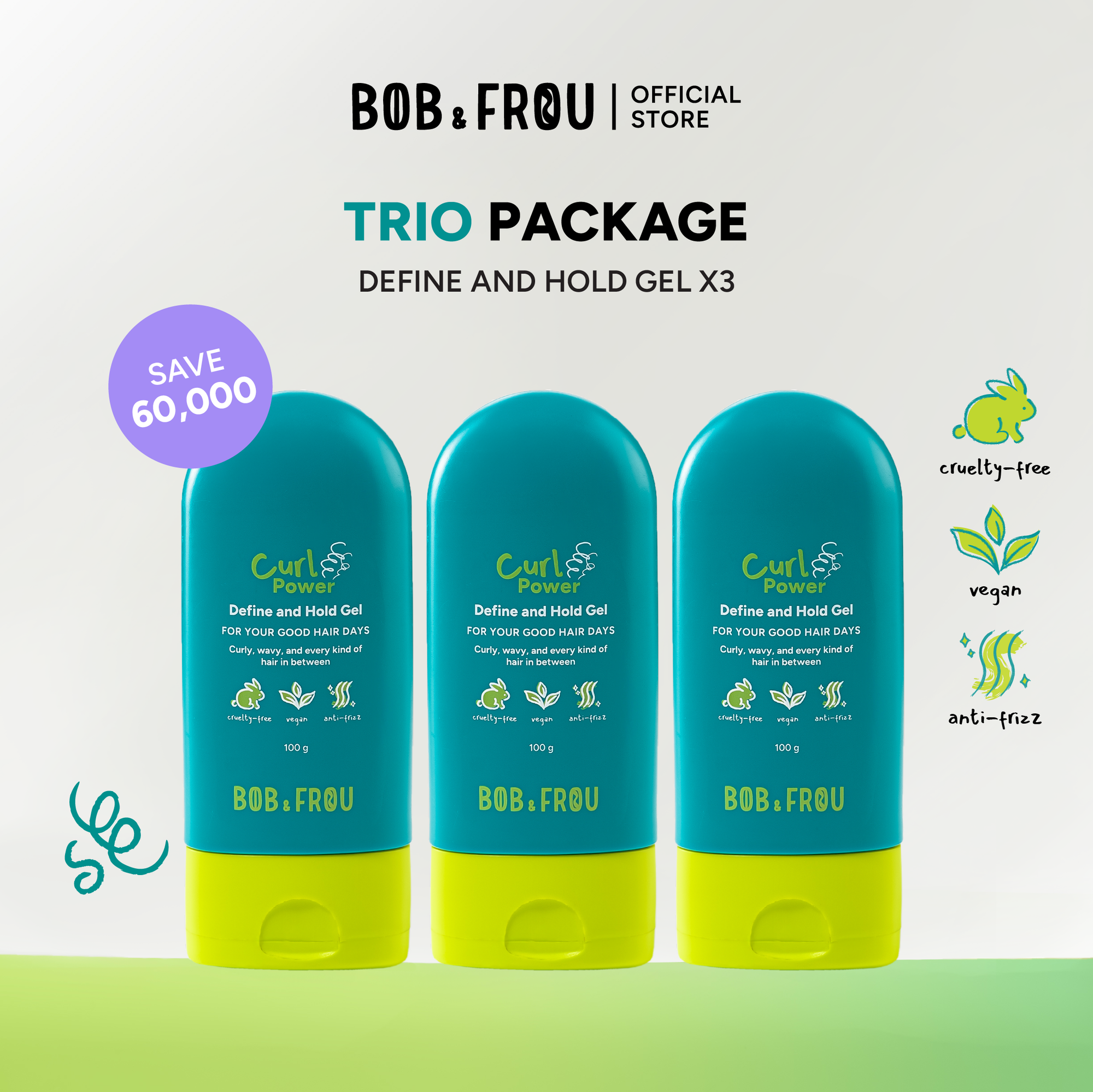 TRIO PACKAGE - CURL POWER DEFINE AND HOLD GEL